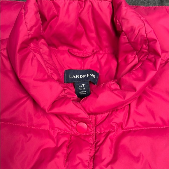 Lands' End Women's Pink Puffer Vest - Picture 2 of 3